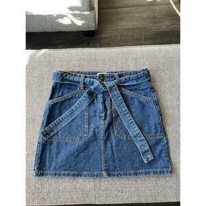 Forever 21 Belted Dark Wash Denim/Jean Skirt Size Large